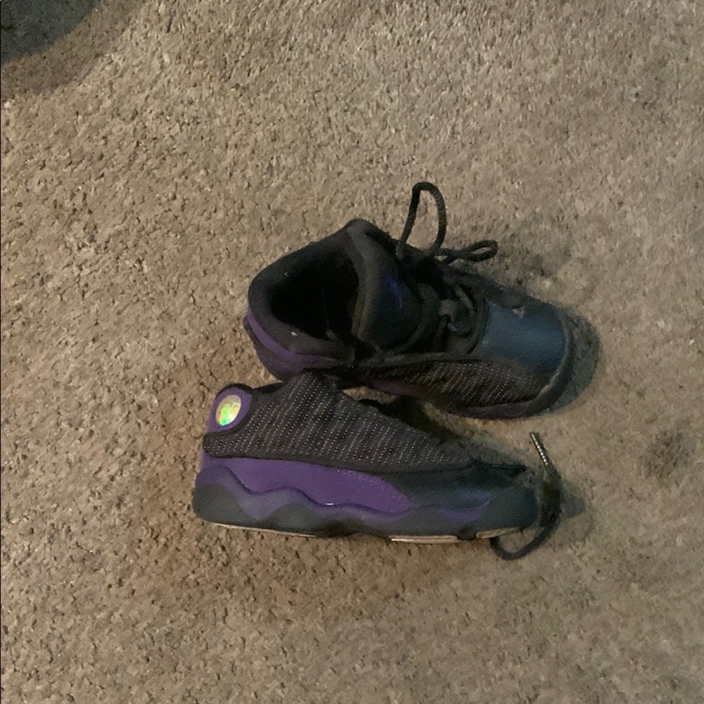 Sleek Black and Purple Athletic Sneakers